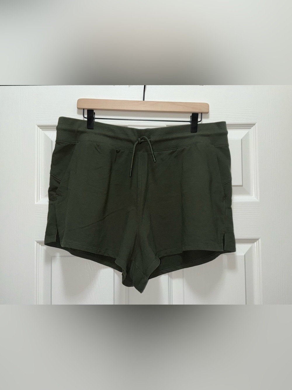 All In Motion French Terry Shorts Olive Green Drawstring Lounge Athletic XL